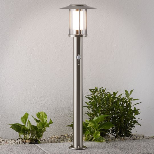LED-gånglampa Gregory, rostfritt stål, sensor