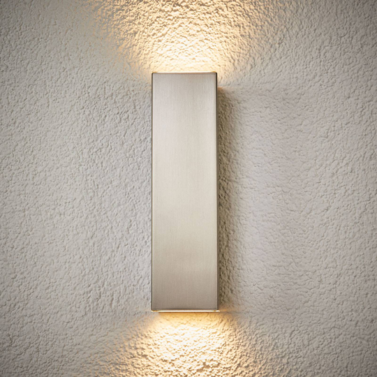 LED-utomhusvägglampa Jana, rostfritt stål 25x7 cm