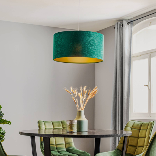 Pendellampa Salina, grön/guld, Ø 50 cm