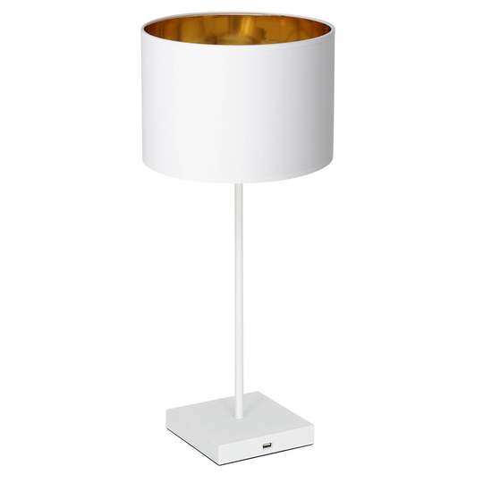 Bordslampa Table vit skärm cylindrisk vit-guld