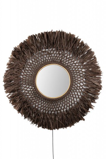 Boho spegel LED (Beige/brun)