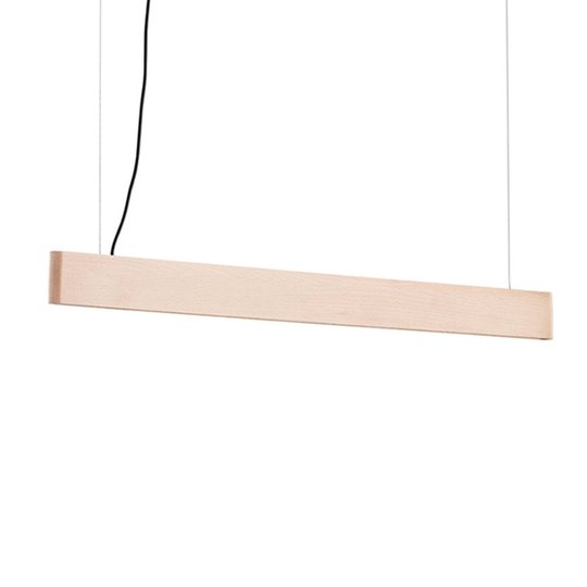 LED-pendellampa Abbon med träskärm, bok, 70 cm