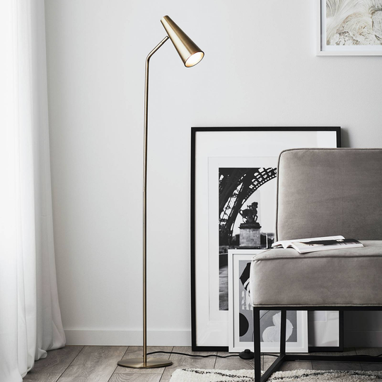 Golvlampa Peak, variabel, antik mässing