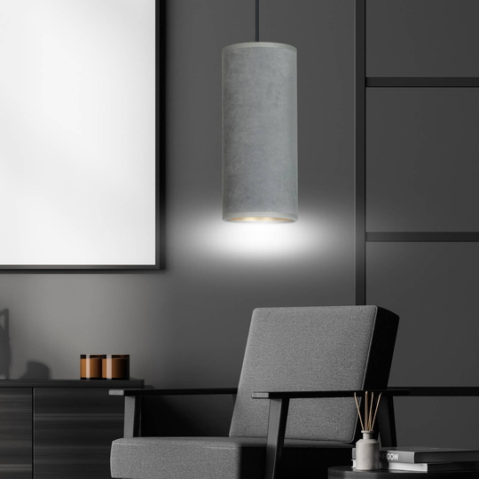 Pendellampa Joni, textil, 1 lampa grå guld