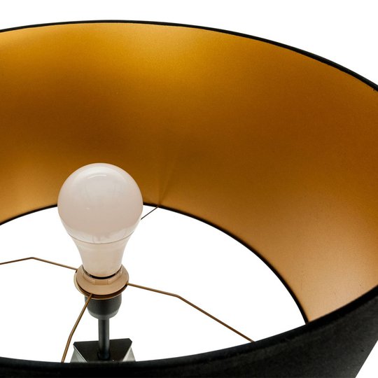 Golvlampa Tago, trebent, skärm svart/guld