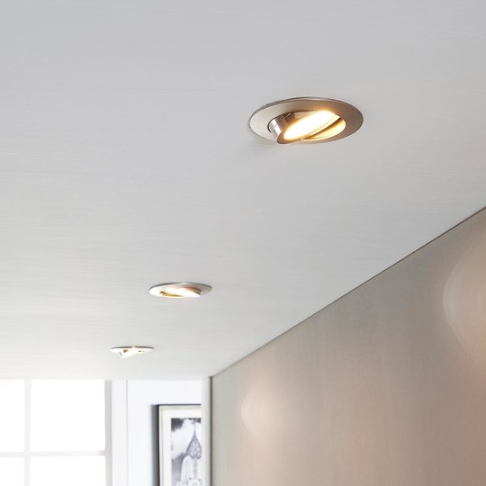 LED-inbyggnadslampa Andrej, rund, nickel, 3-pack
