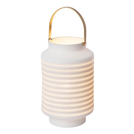 Bordslampa Jamila av porslin, vit