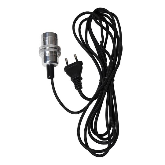E14-uttag Fade med kabel, silverfärgad