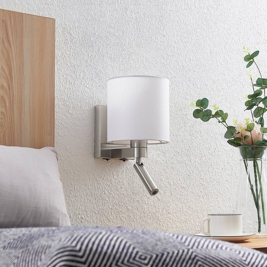 Lucande vägglampa Brinja med läslampa, vit