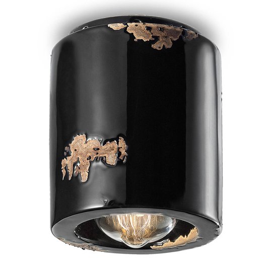 Taklampa C986 i vintagestil, svart