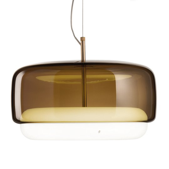 LED-hänglampa Jube SP G av glas, brun/vit