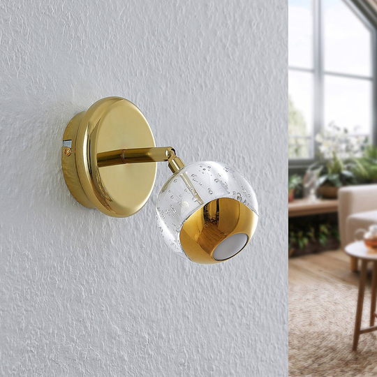 Lucande Kilio LED-spotlight med glasskärm, guld