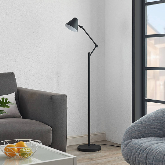 Lucande Phina golvlampa i svart, höjdjusterbar