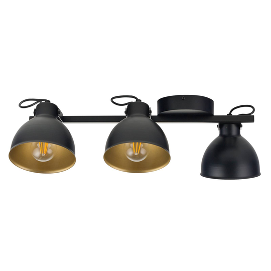 Taklampa Trial, 3 lampor, svart/guld