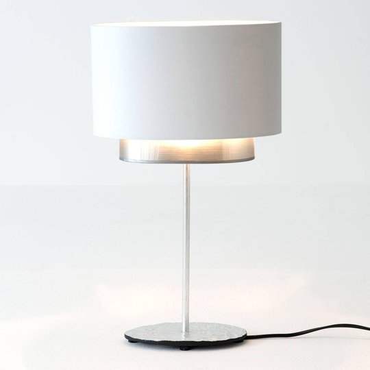 Bordslampa Mattia, oval, dubbel, vit/silver
