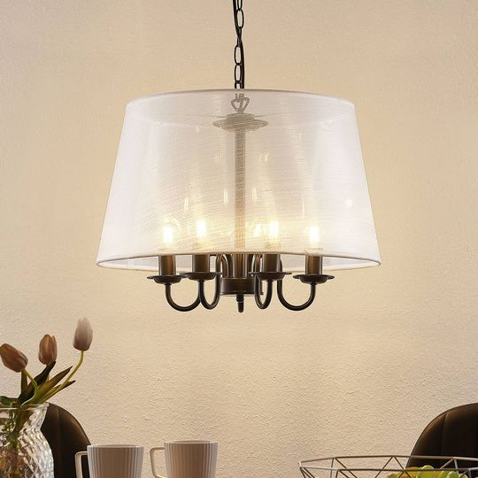 Lindby Talisha organza-pendellampa, vit