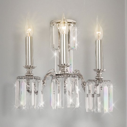 Vägglampa Sevilla med kristallglas, 3 lampor