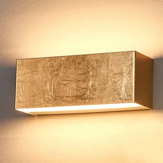Guldfärgad LED-vägglampa Quentin, 23 cm