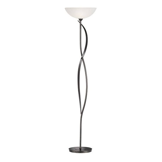 Golvlampa Pueblo med glasskärm, metallstomme