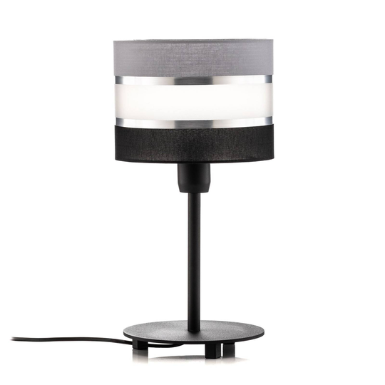 Bordslampa Helen textilskärm grå-svart-silver
