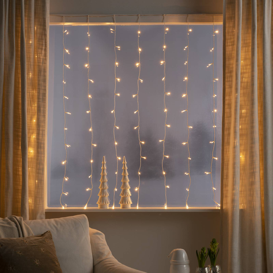 LED-ljusgardin, 120 lampor, bärnsten