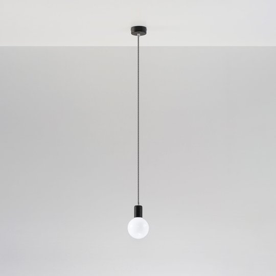 Hänglampa Simple, svart, kabel svart-vit