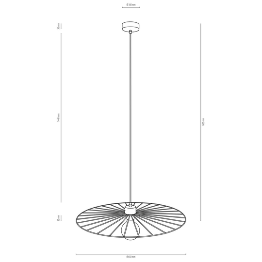 Envolight Yahel hänglampa, ek/svart, Ø 65 cm