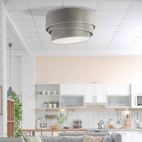 Taklampa Devon, grå/vit Ø60cm