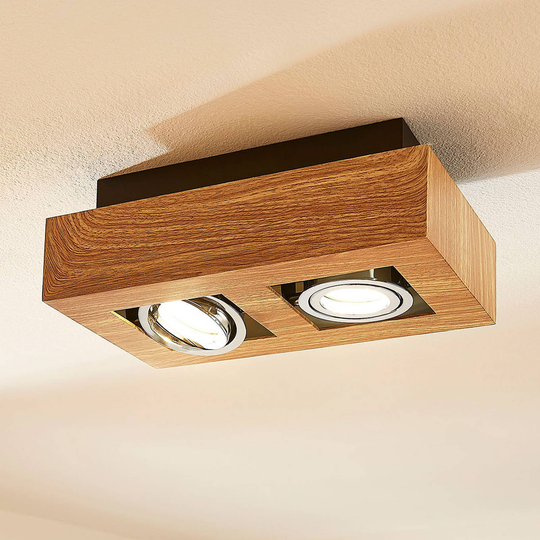 LED-taklampa Vince, 25x14 cm, träimitation