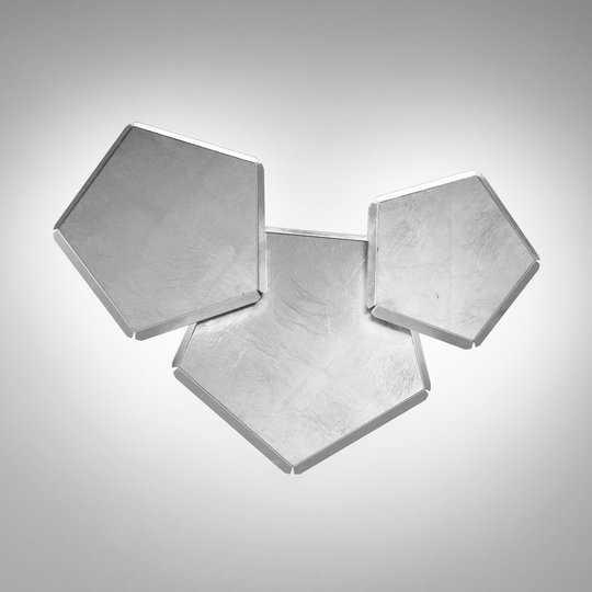LED-vägglampa Pleiadi med blad av silver 3 lampor