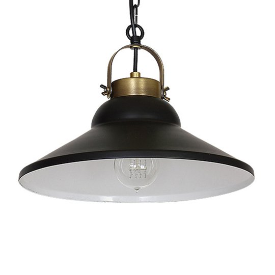 Hänglampa Iron, svart/vit/antik mässing