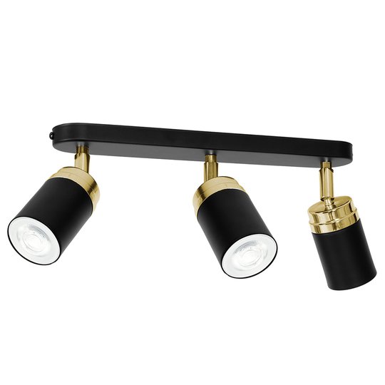 Takspotlight Reno, tre lampor, svart/guld
