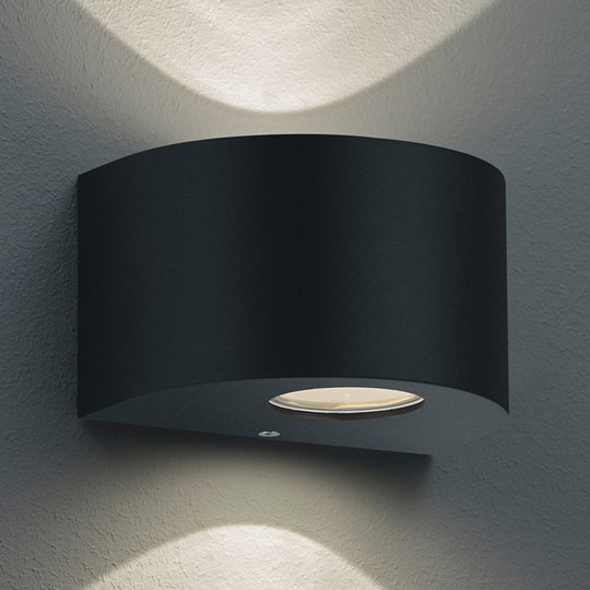 Rund LED-utomhusvägglampa Rosario, svart