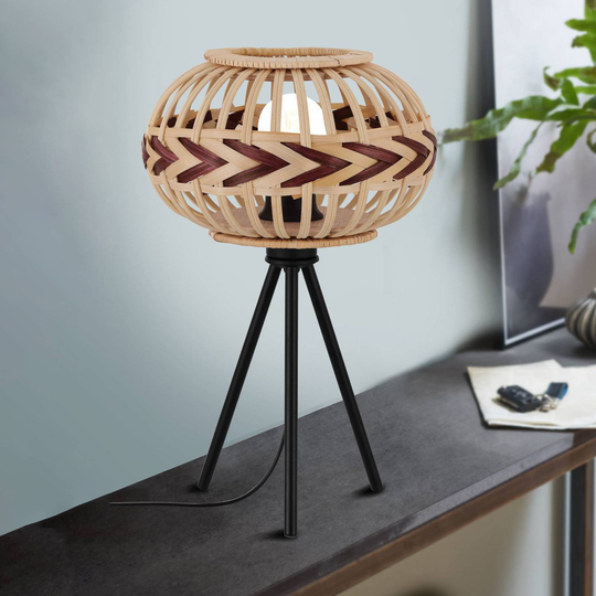 Bordslampa Dondarrion, trebent, natur/vinröd