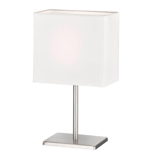 Bordslampa Kate med tygskärm, nickel/vit