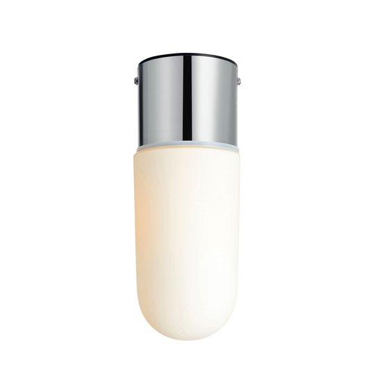 Taklampa Zen, mjölkglas, krom