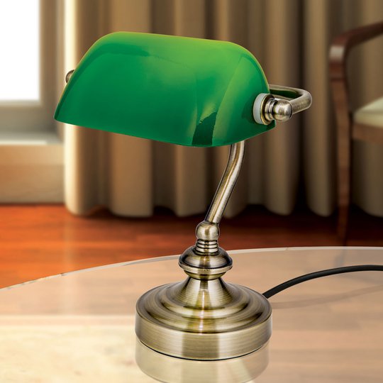 Zora – bankirlampa med grön glasskärm
