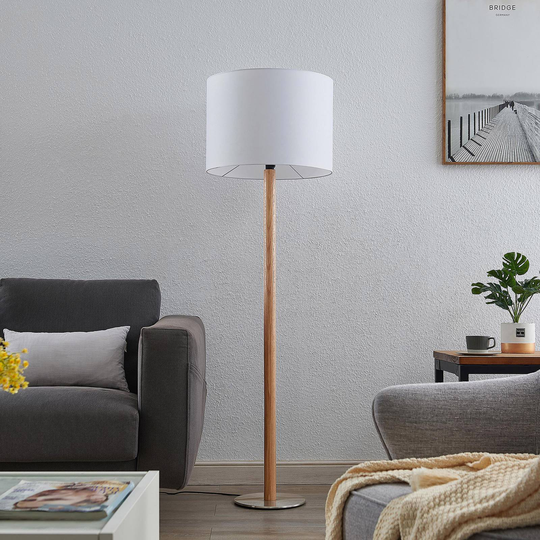 Lucande Heily golvlampa, cylinder, 35 cm, vit