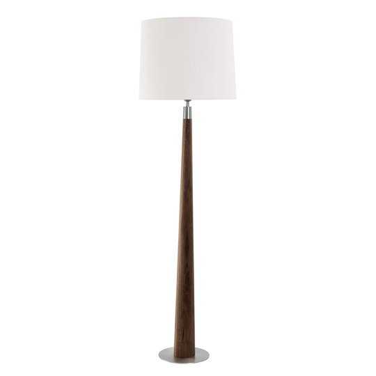 HerzBlut Conico golvlampa, vit, oljat valnötsträ