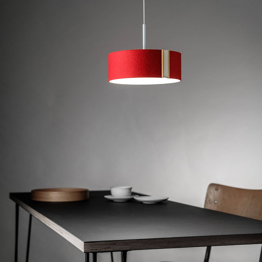 LED-hänglampa LARAfelt S, Ø 20 cm, röd/ullvit