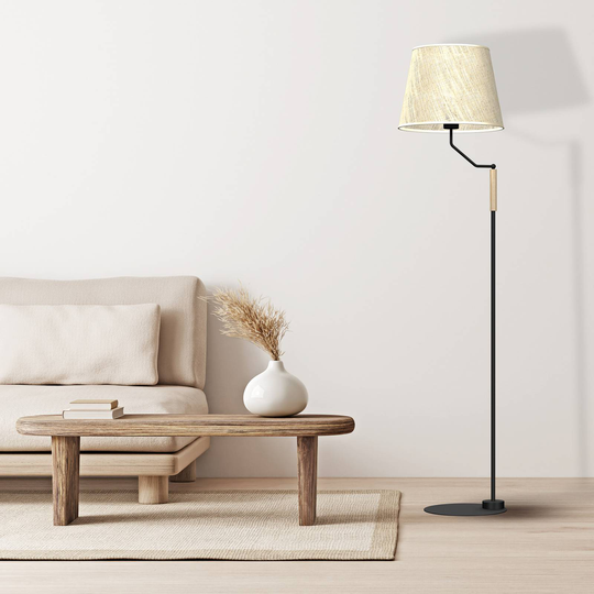 Golvlampa Esme med linskärm svart/ecru