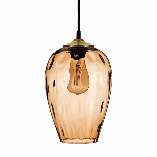 Hänglampa Linkeus II glasskärm ljusbrun Ø 19 cm