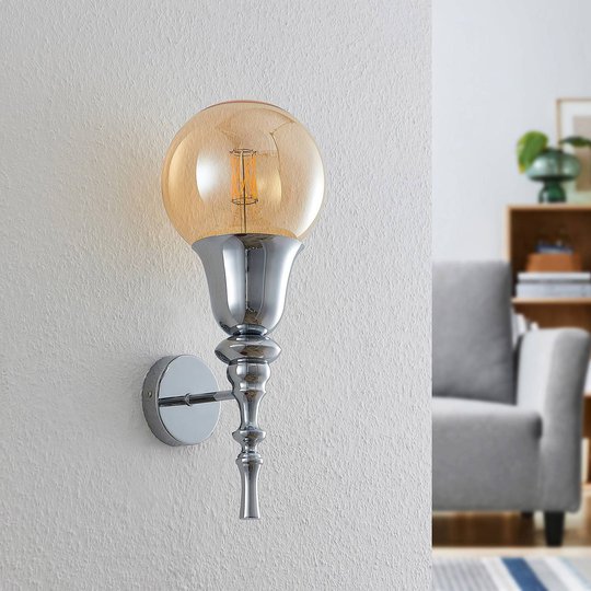 Lucande Gesja vägglampa, 1 lampa, krom