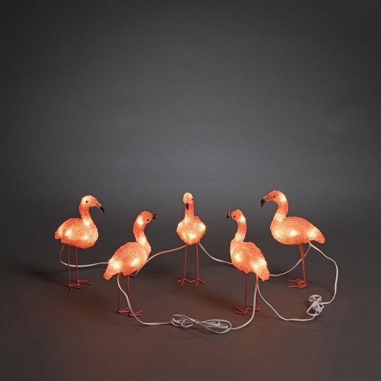 Flamingor akryl 5st LED (Röd)