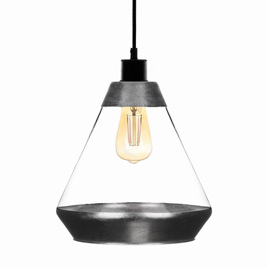 Pendellampa Lonceng av glas, dekor silver