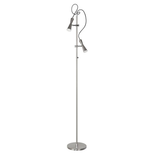 Cool LED-golvlampa Move, 2 lampor, nickel