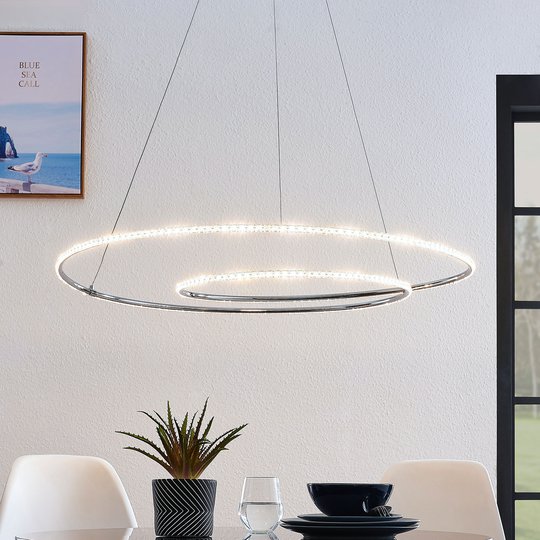 Lindby Lucy LED-hänglampa, 90 cm, kristall