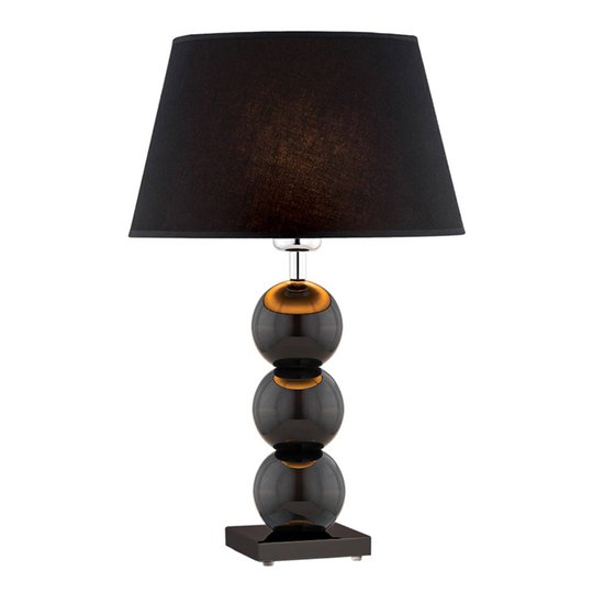 Textilbordslampa Fulda, glasdekor, svart