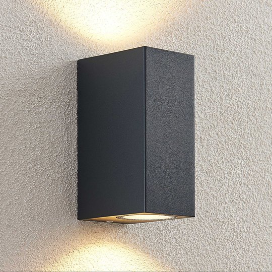 ELC Fijona LED-utomhusvägglampa, kantig, 15 cm