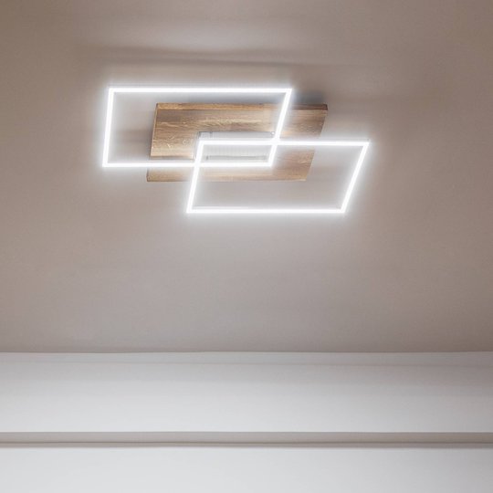 LED-taklampa Panama S, ek natur